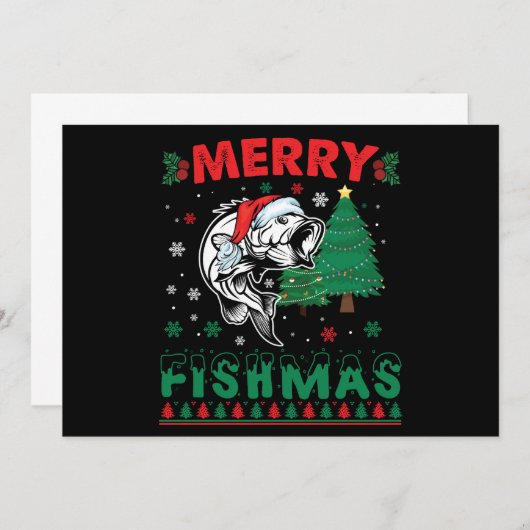 Vrolijk Fishmas Vis Vist Papa Visser Kerstmis Kaart (Voorkant / Achterkant)