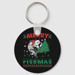 Vrolijk Fishmas Vis Vist Papa Visser Kerstmis Sleutelhanger