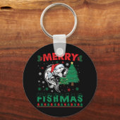 Vrolijk Fishmas Vis Vist Papa Visser Kerstmis Sleutelhanger (Voorkant)