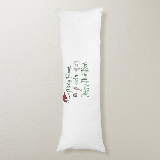 Vrolijk Fitmas en een Gelukkig Nieuw Achter Lichaamskussen (Voorkant Verticaal)