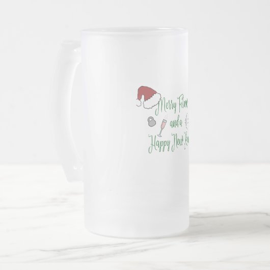 Vrolijk Fitmas en een Gelukkig Nieuw Achter Matglas Bierpul (Voorkant links)