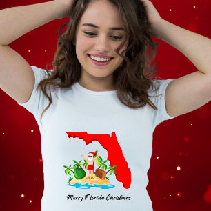 Vrolijk Florida kerst! Kerstman en palmbomen T-shirt
