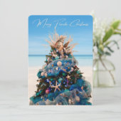 Vrolijk Florida Kerst Tropische Strand en Boom Feestdagenkaart (Staand voorkant)