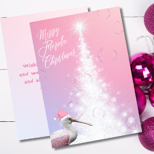 Vrolijk Florida Kerst Tropische Vogel en Boom Feestdagenkaart