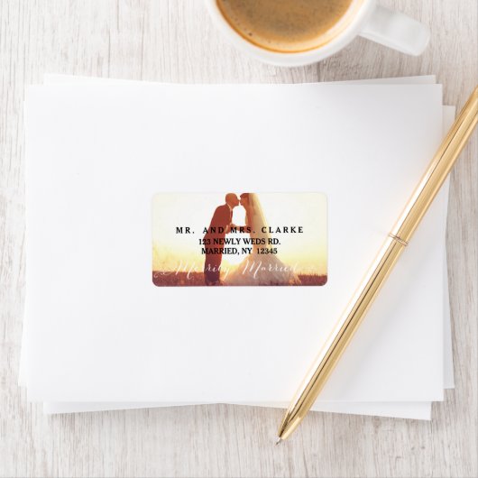 Vrolijk getrouwd Kerstmis Foto Vakantie Etiket (Insitu)