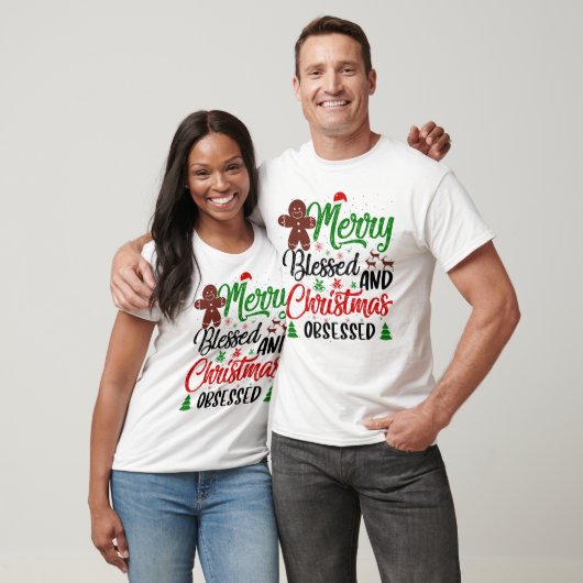 Vrolijk gezegend kerstfeest geobsedeerd feestelijk t-shirt (Unisex)