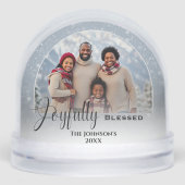 Vrolijk gezegende aangepaste kerstfoto sneeuwbol (Voorkant)