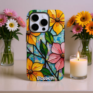 Vrolijk Glas in lood Flower ArtWork iPhone 16 Pro Hoesje