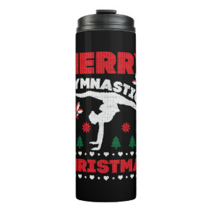 Vrolijk gymnastiek kerst lelijk T-shirt Thermosbeker