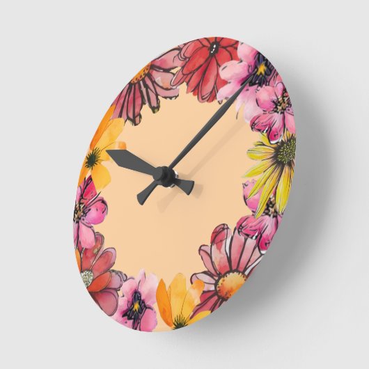 Vrolijk handgeschilderd bloemenpatroon ronde klok (Hoek)