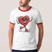 Vrolijk hart cartoon grappig T-shirt (Voorkant)