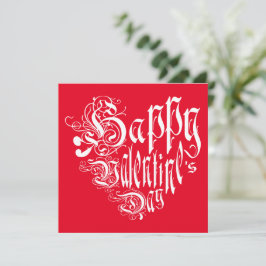 Vrolijk hart op de dag van de Valentijn in wit, ro Feestdagenkaart