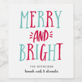 Vrolijk & helder | Aangepaste kerst Wijn Etiket (Enkel label)