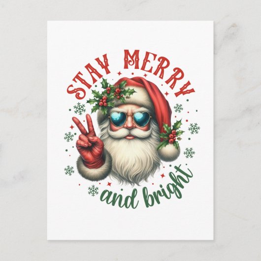 Vrolijk helder bericht Santa toevoegen Feestdagenkaart (Voorkant)