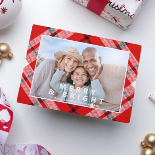 Vrolijk & Helder Elegant Rood Plaid Foto Kerstmis