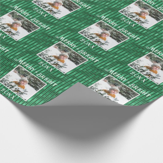 Vrolijk & Helder Foto Groen Metallic Streep Cadeaupapier (Hoek)