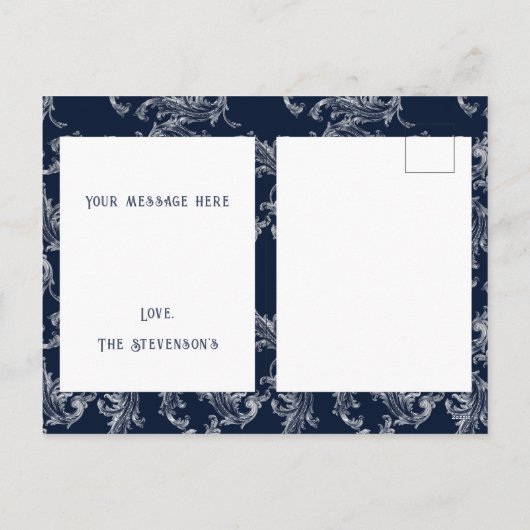 Vrolijk & Helder Foto Navy Blue Vakantie Feestdagenkaart (Achterkant)