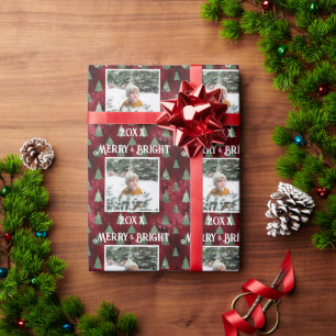 Vrolijk & helder foto rood metallic glitter cadeaupapier