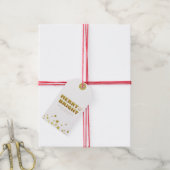 Vrolijk & helder | Fun Christmas White & Gold Mini Cadeaulabel (Met Touw)