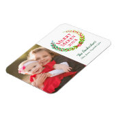 Vrolijk & Helder Groen Laurel Krans Foto Vakantie Magneet (Linkerzijde)
