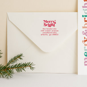 Vrolijk & Helder Kerstmis Terugkeeradres Zelfinktende Stempel