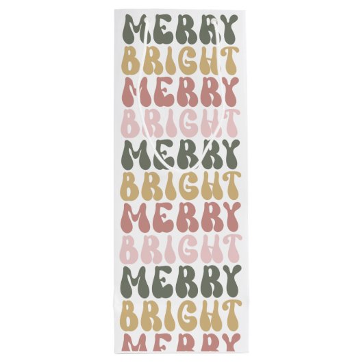 Vrolijk & Helder Kleurrijk Retro Groovy Kerstmis Wijn Cadeautas (Achterkant)