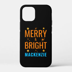 Vrolijk & Helder Modern Kerstmis Custom Name Zwart iPhone 12 Mini Hoesje