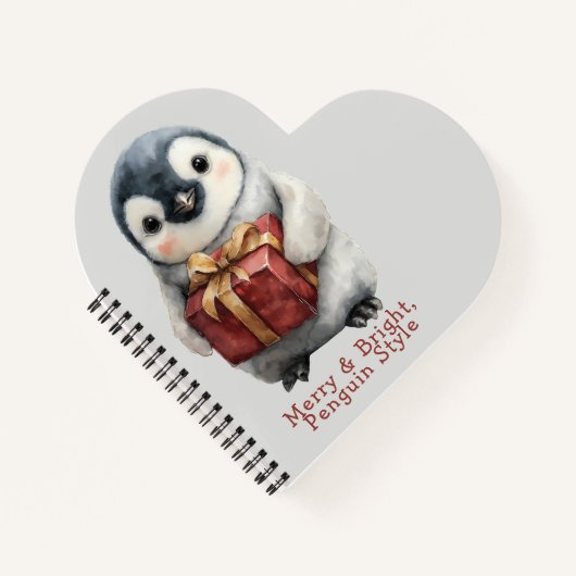 Vrolijk & Helder Pinguïn Kerstmis Notitieboek (Voorkant)