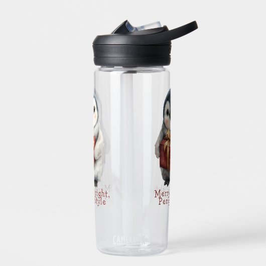 Vrolijk & Helder Pinguïn Kerstmis Waterfles (Links)