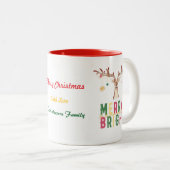 Vrolijk & Helder Rendier Kerstversiering Gift Tweekleurige Koffiemok (Voorkant rechts)