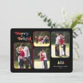 Vrolijk & Helder Retro Kleurrijk 4 Foto Kerstmis Feestdagenkaart (Staand voorkant)