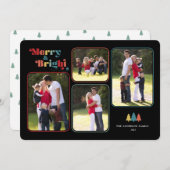 Vrolijk & Helder Retro Kleurrijk 4 Foto Kerstmis Feestdagenkaart (Voorkant / Achterkant)