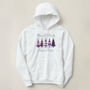 Vrolijk & Helder Roze Winter Kerstbomen Custom Hoodie
