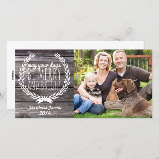 Vrolijk & Helder Rustiek Hout Feestdagenkaart (Voorkant / Achterkant)