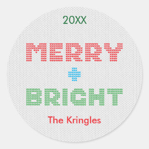 Vrolijk & Helder Typografie Kerstmis Ronde Sticker