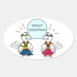 Vrolijk Hippie Kerstmis Ovale Sticker