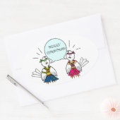 Vrolijk Hippie Kerstmis Ovale Sticker (Envelop)