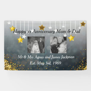Vrolijk Jubileum Papa en mama Oude en Nieuwe foto Spandoek