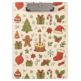 Vrolijk Kerst Doodle Patroon Klembord