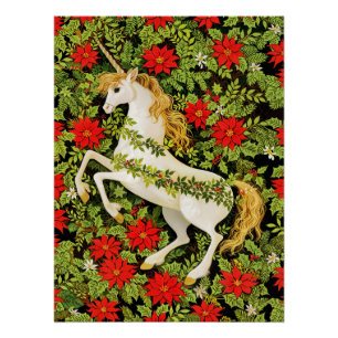 Vrolijk kerst eenhoorn rood groen wit perfect poster