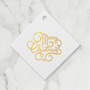Vrolijk Kerst Fancy Lettertype Echt Gouden Folie G Bedankjes Labels