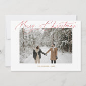 Vrolijk Kerst Fancy Script Foto Vakantie Kaart (Voorkant)