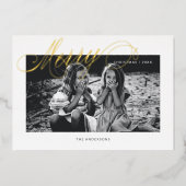 Vrolijk Kerst Fancy Script Modern Folie Feestdagenkaart (Voorkant)