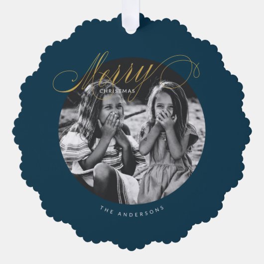 Vrolijk Kerst Fancy Script Modern Ornament Kaart (Voorkant)