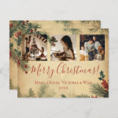 Vrolijk Kerst  Foto Rustiek Feestdagenkaart (Voorkant / Achterkant)