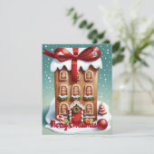Vrolijk kerst gember huis feestdagenkaart (Staand voorkant)