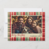 Vrolijk Kerst  geruite aangepaste fotokaart (Voorkant)