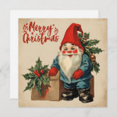 Vrolijk Kerst  Gnome Feestdagenkaart (Voorkant / Achterkant)