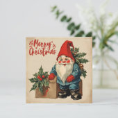 Vrolijk Kerst  Gnome Feestdagenkaart (Staand voorkant)