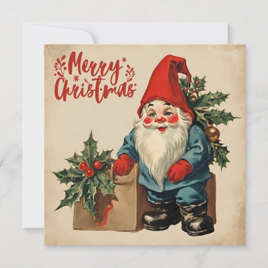 Vrolijk Kerst  Gnome Feestdagenkaart (Voorkant)